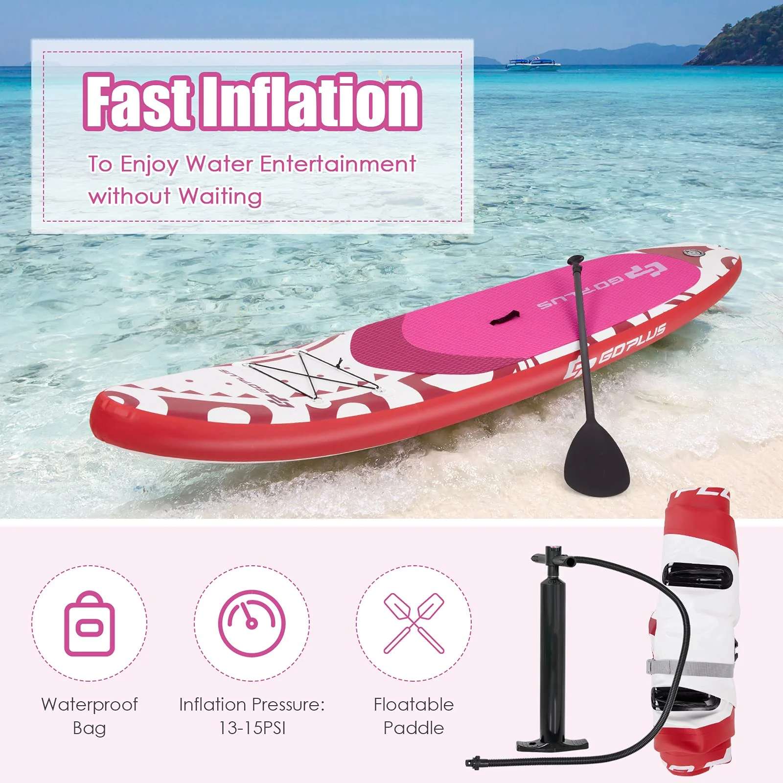 10.5/11FT Inflatable Stand Up Paddle Board, 6.5" Thick SUP with Carry Bag - Image 17