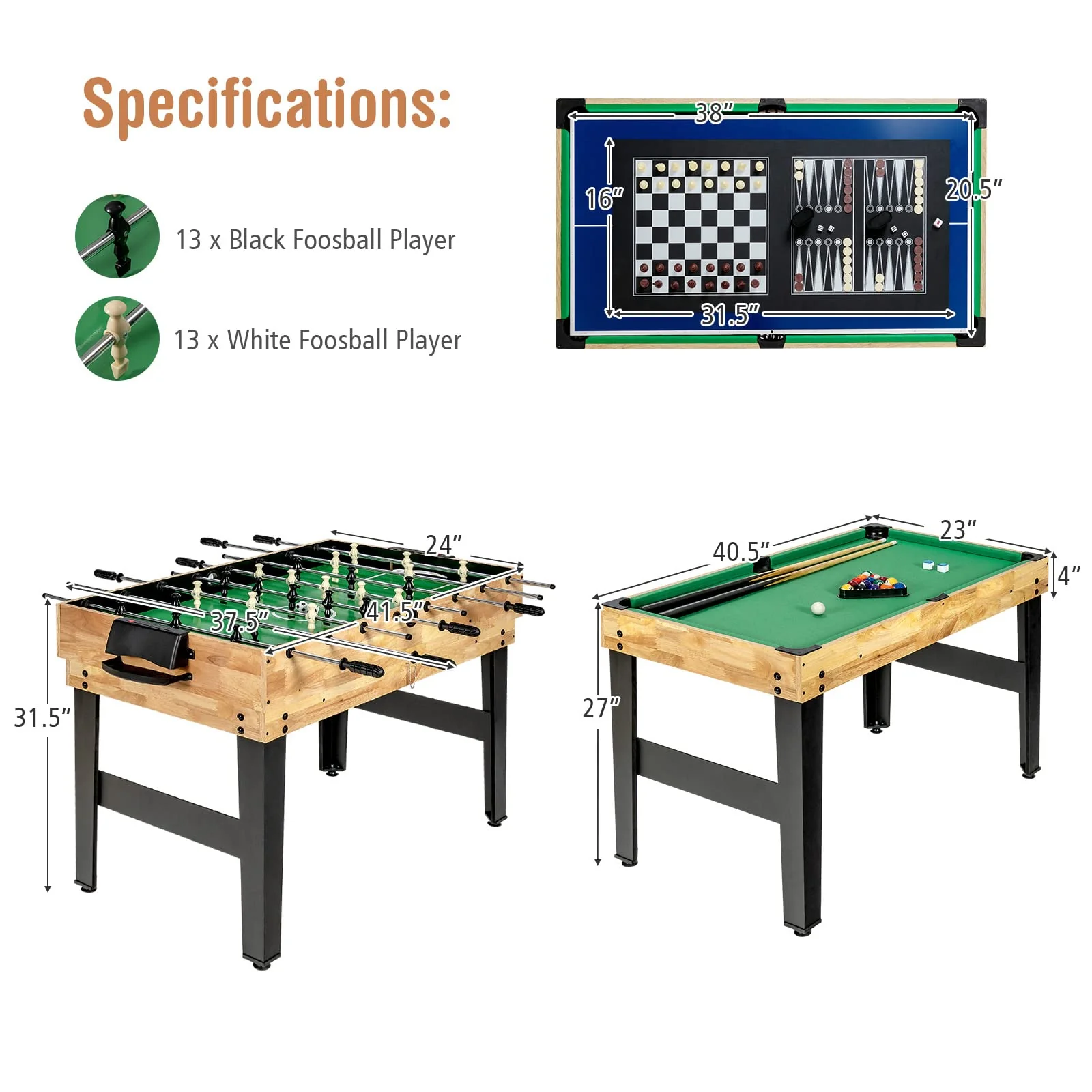 10-in-1 Combination Multi Game Table Set - Image 8