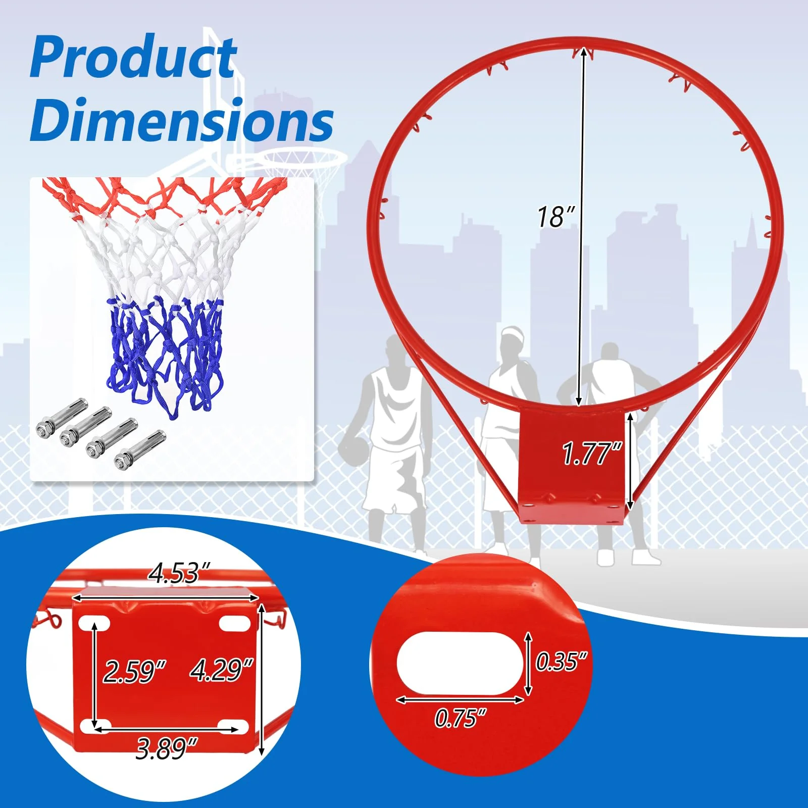 Goplus Replacement Basketball Rim Net, 18inch Portable Basketball Hoop - Image 5