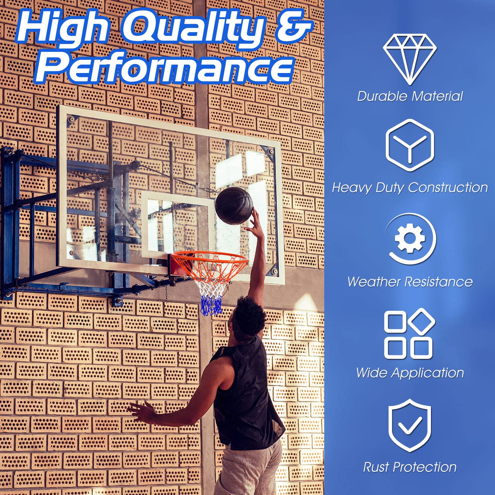 Goplus Replacement Basketball Rim Net, 18inch Portable Basketball Hoop - Image 6