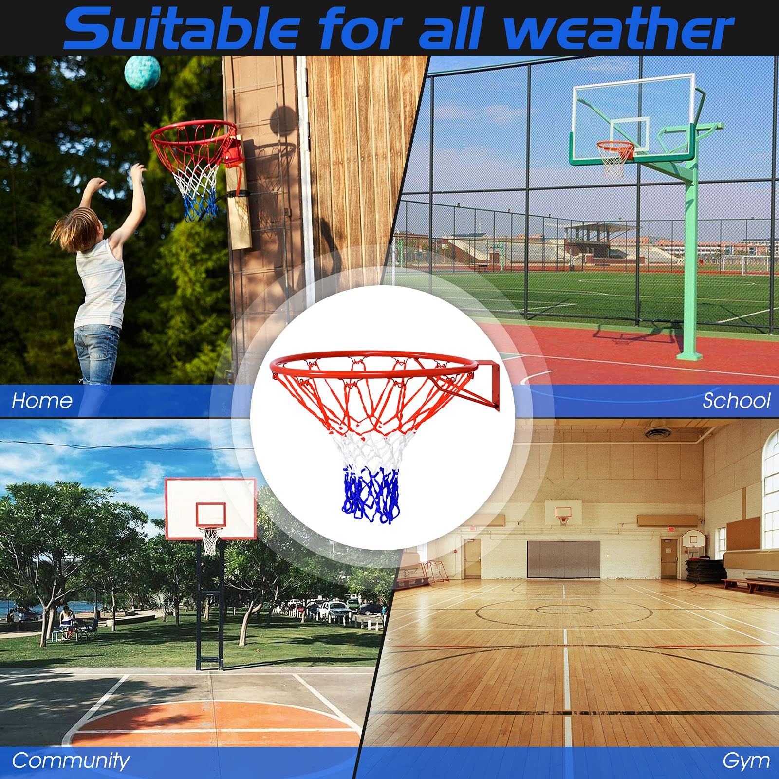 Goplus Replacement Basketball Rim Net, 18inch Portable Basketball Hoop - Image 7