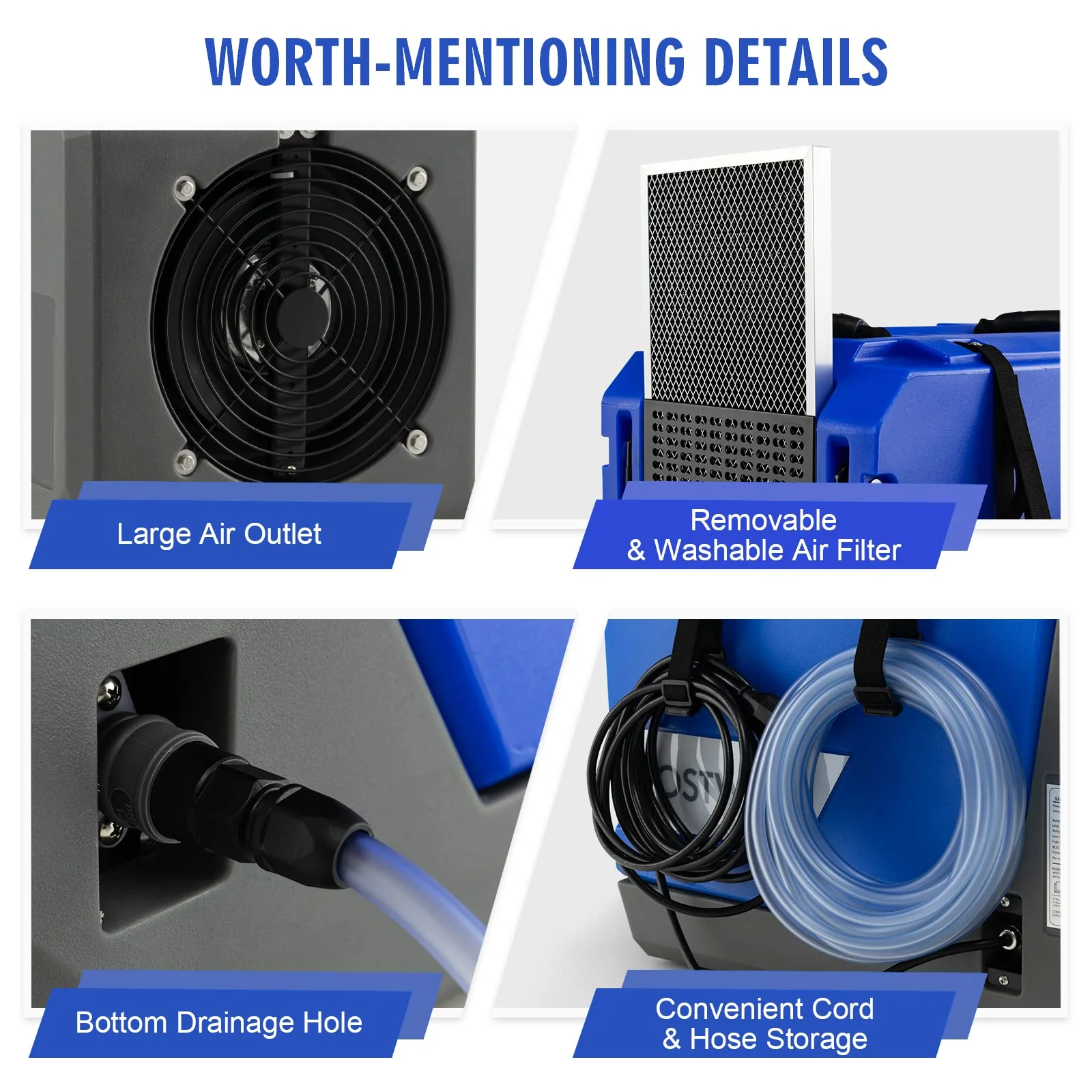 180 PPD Commercial Dehumidifier, Industrial Dehumidifier with 24.6ft, for Basement Warehouse - Image 7