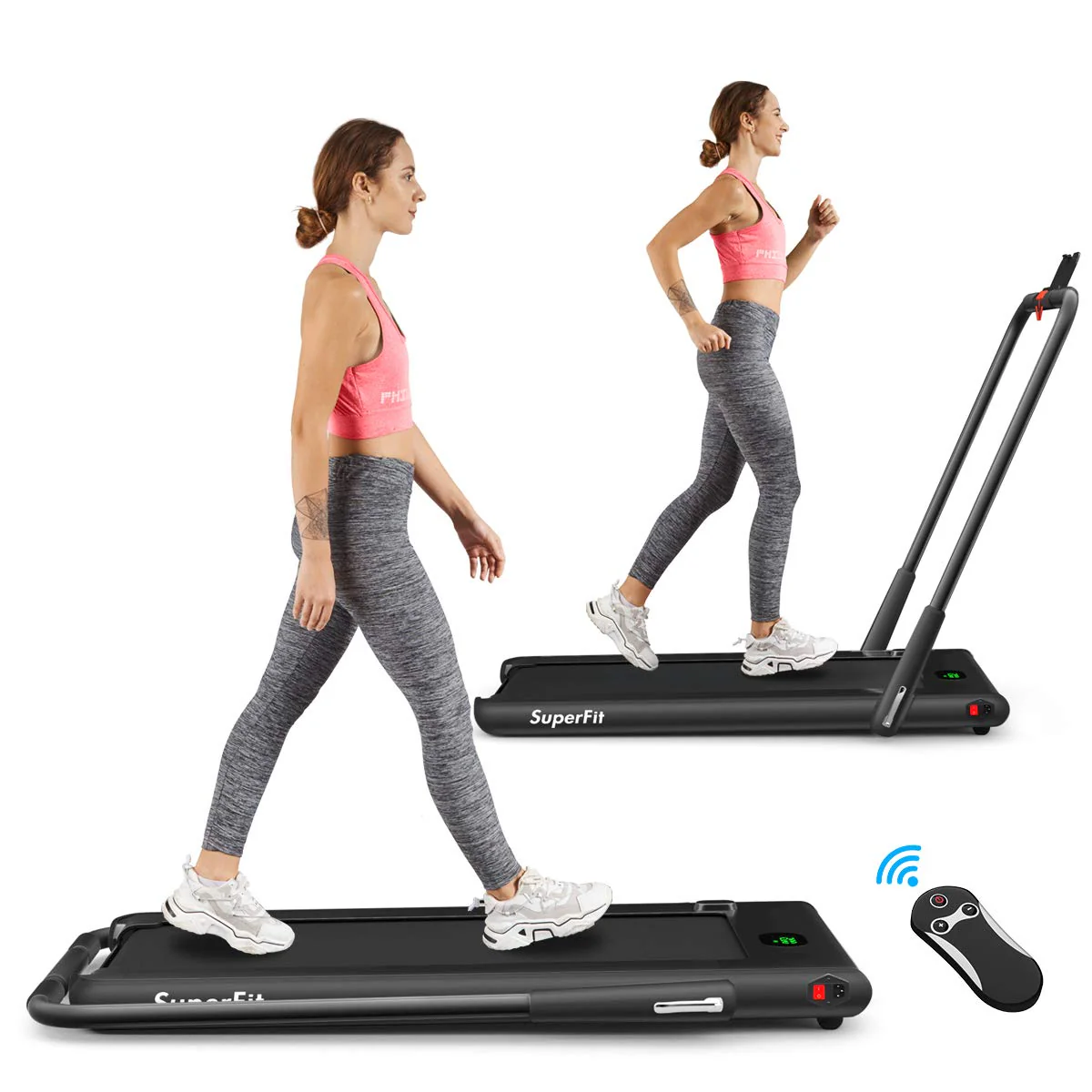 2 in 1 Folding Treadmill, 2.25HP Under Desk Electric Superfit Treadmill - Image 3