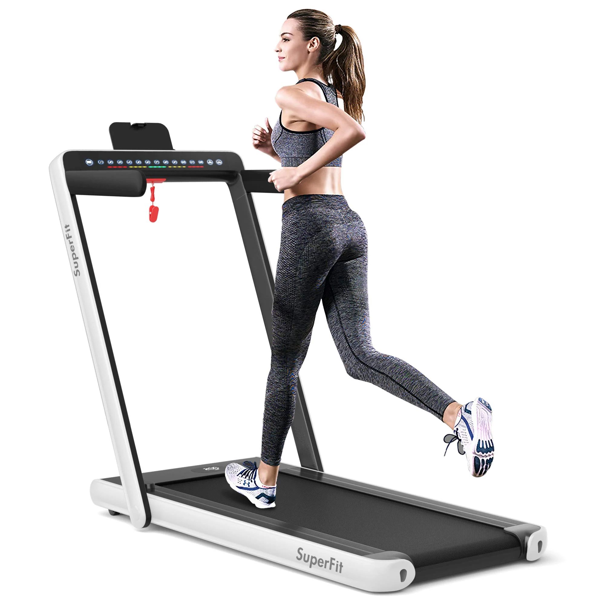 2 in 1 Folding Treadmill with Dual Display, 2.25HP Superfit Under Desk Electric Pad - Image 14