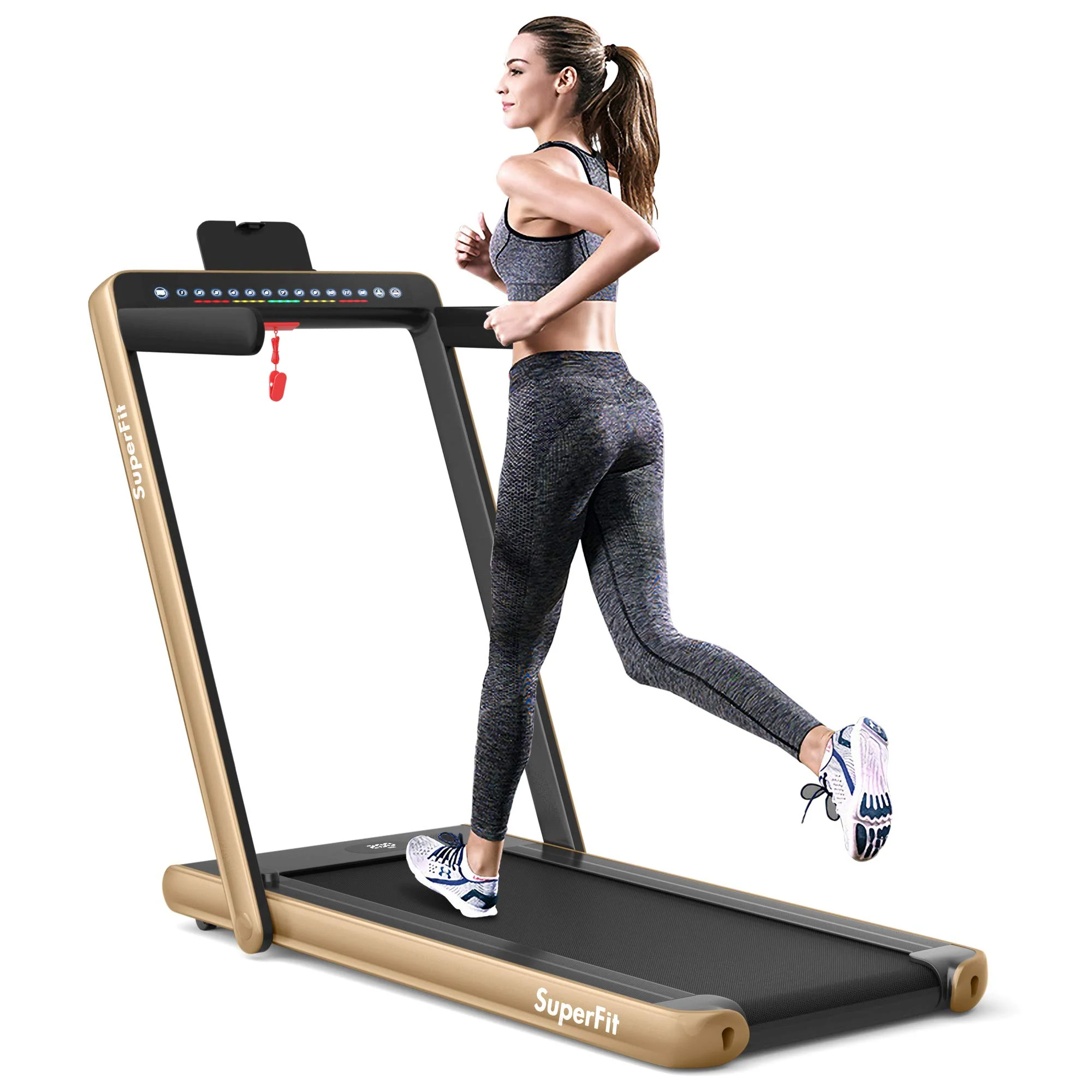2 in 1 Folding Treadmill with Dual Display, 2.25HP Superfit Under Desk Electric Pad - Image 15