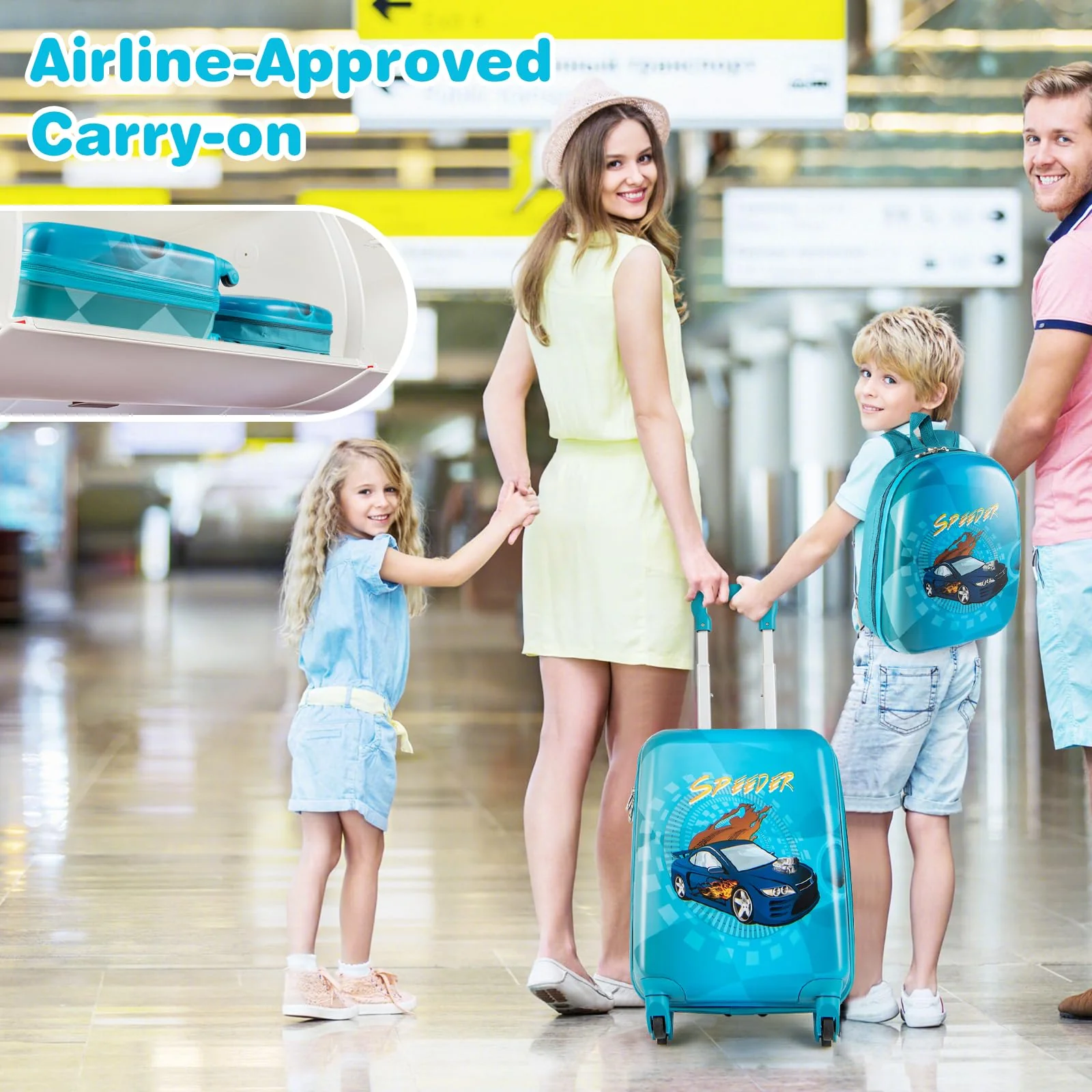 2 PCS Kid Luggage Set With Spinner Wheels for Children Boys Girls-Navy - Image 7