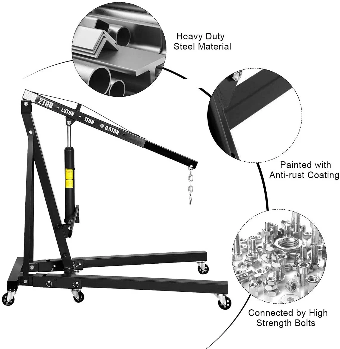 2 Ton Folding Engine Hoist Cherry Picker Shop Crane Hoist Lift - Image 4