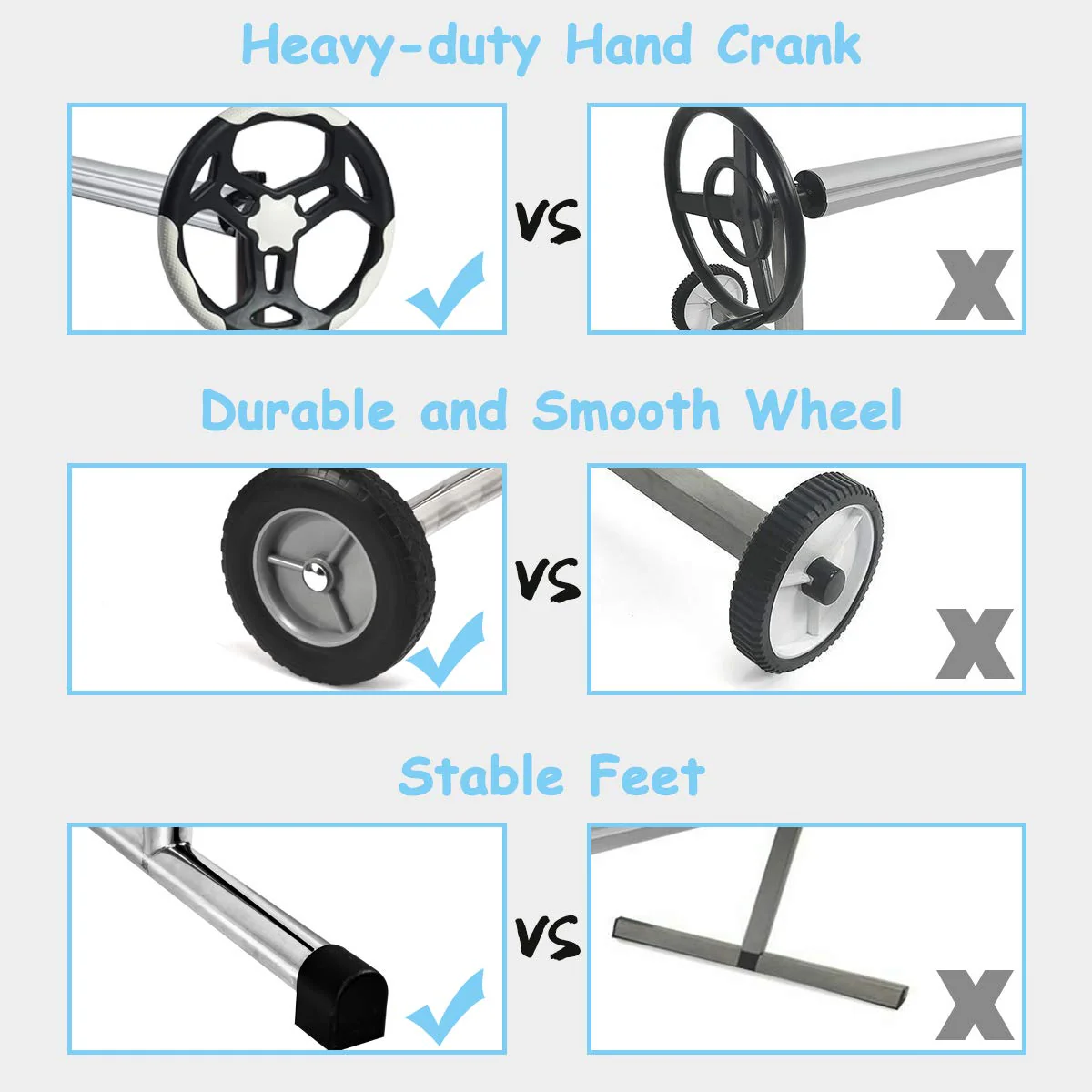 21FT Pool Cover Reel Set, Aluminum Pool Solar Cover Reel - Image 5