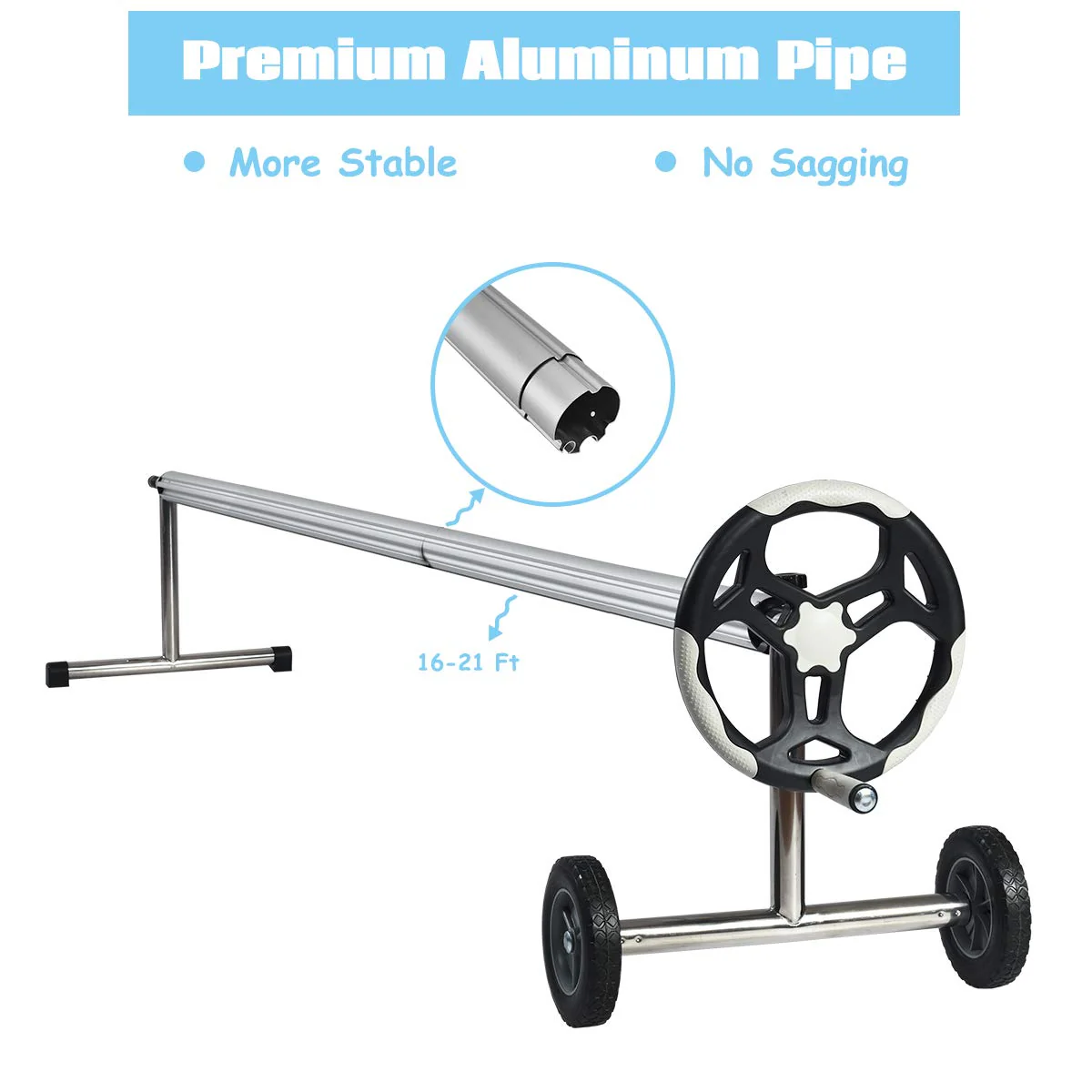 21FT Pool Cover Reel Set, Aluminum Pool Solar Cover Reel - Image 6