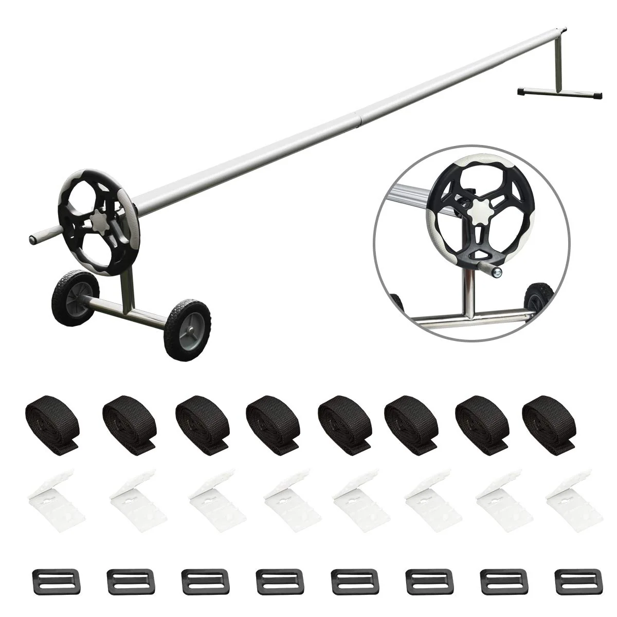 21FT Pool Cover Reel Set, Aluminum Pool Solar Cover Reel - Image 8