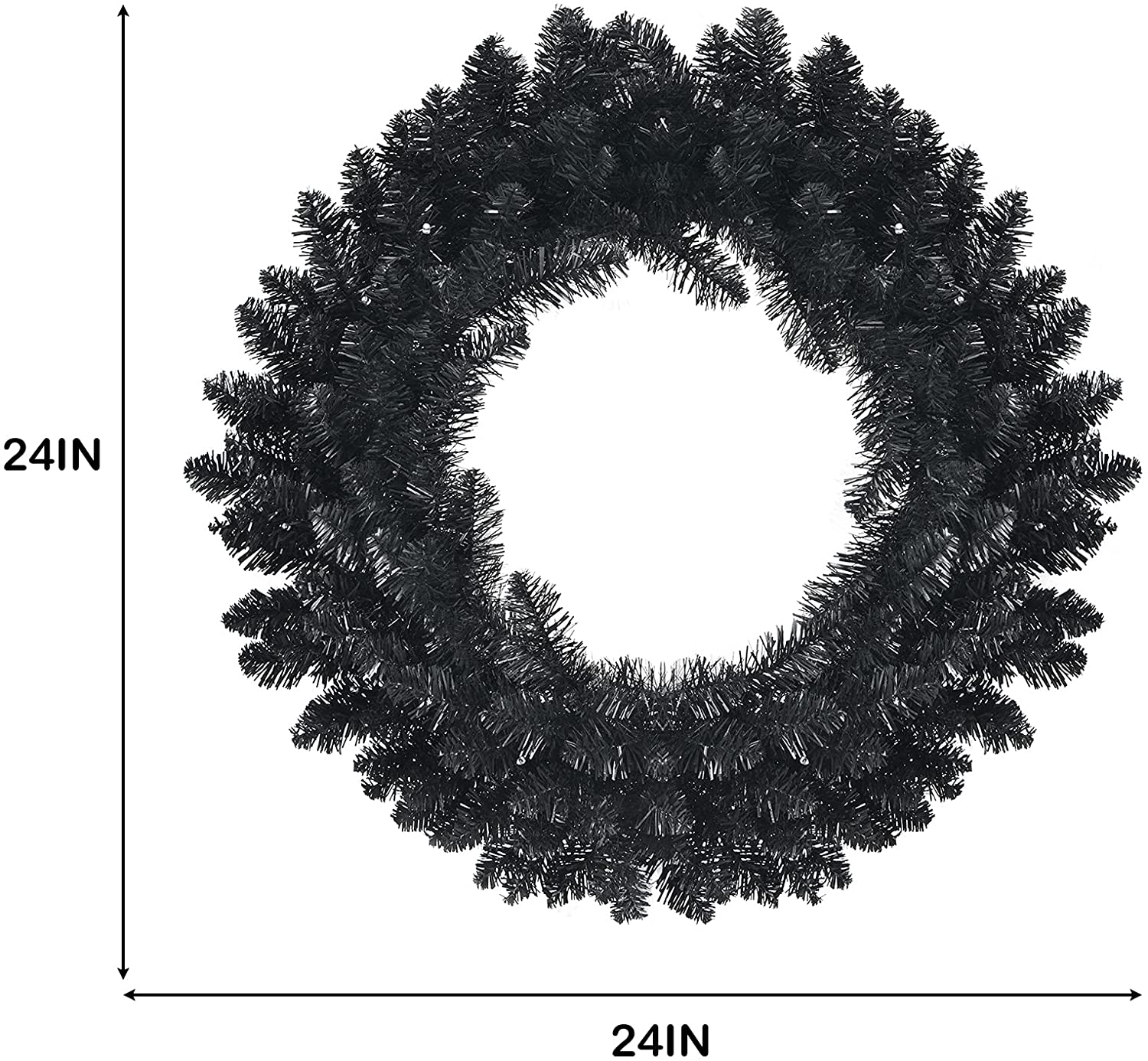 24' Black Halloween Wreath, Pre-lit Artificial Christmas Wreath - Image 8