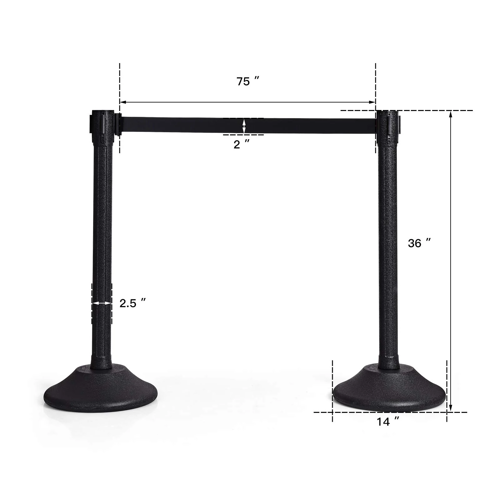 2Pcs Stanchion Post, Crowd Control Rope Barrier with 6.3 Foot Retractable Belt - Image 7