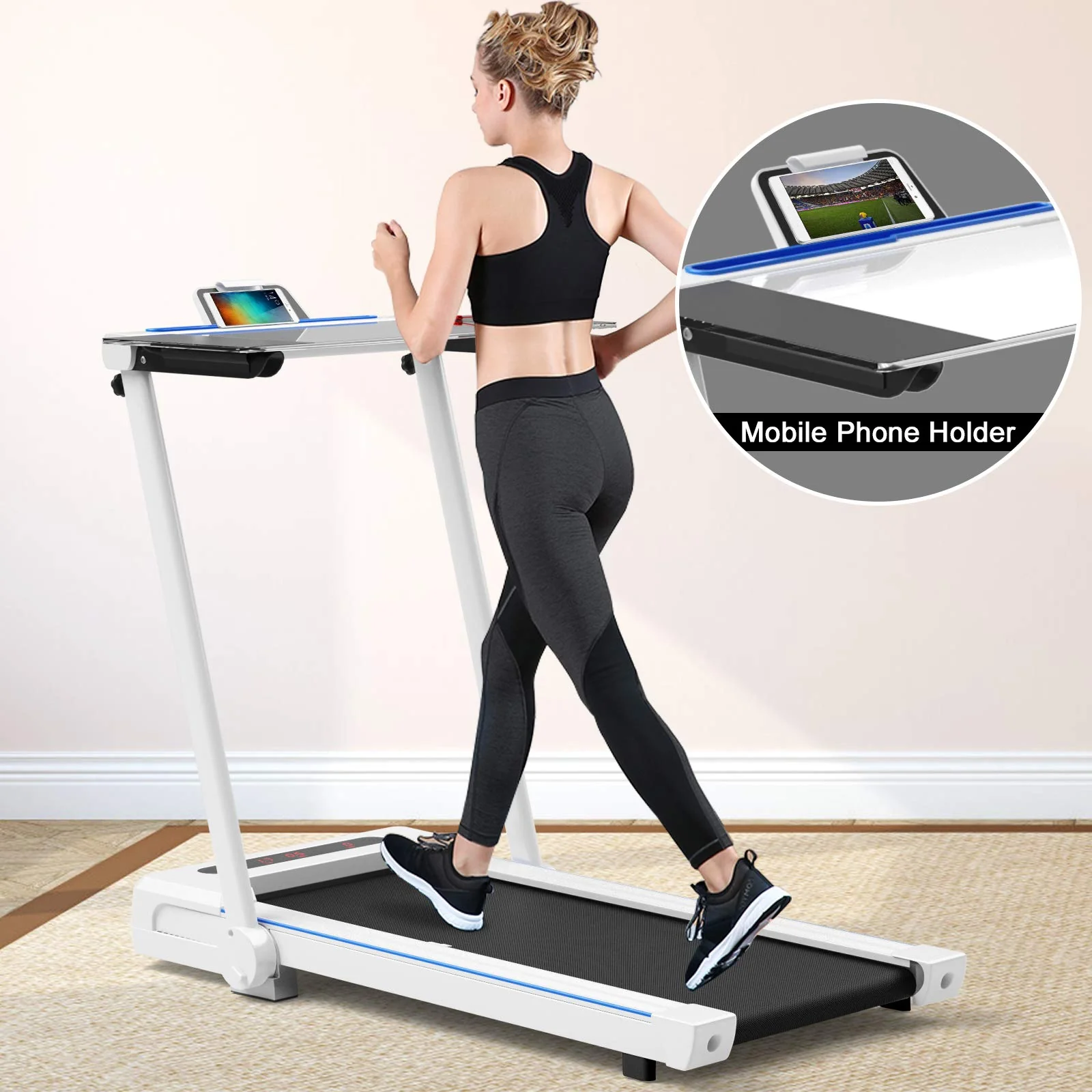Goplus 3 in 1 Under Desk Treadmill Walking Pad with Removable Desktop - Image 3