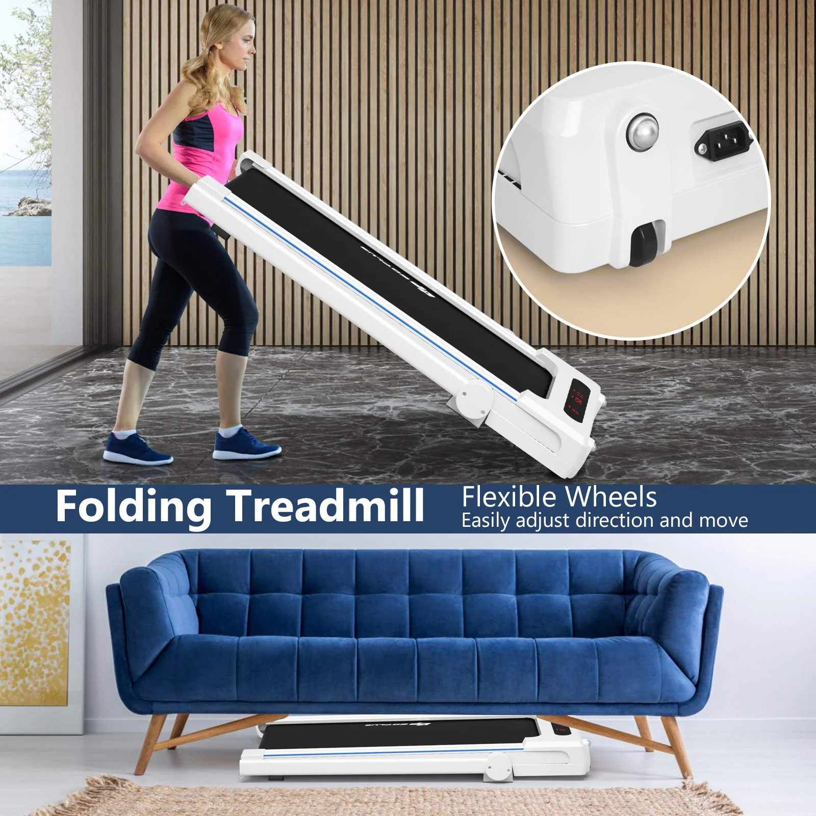 Goplus 3 in 1 Under Desk Treadmill Walking Pad with Removable Desktop - Image 6