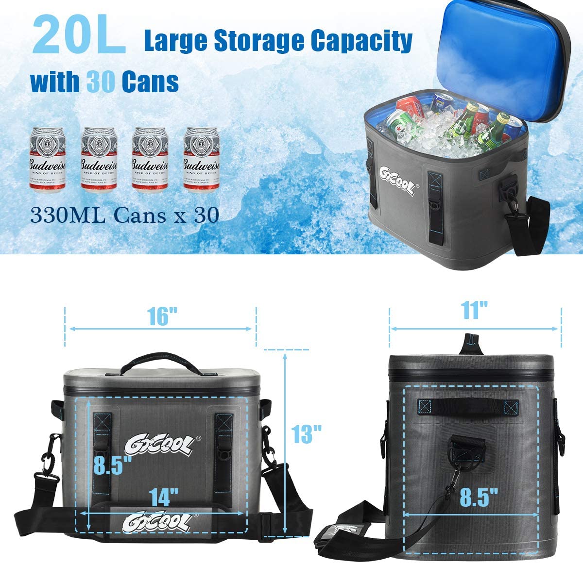 30-Can Portable Cooler Bag, Insulated Soft Camping Cooler - Image 3