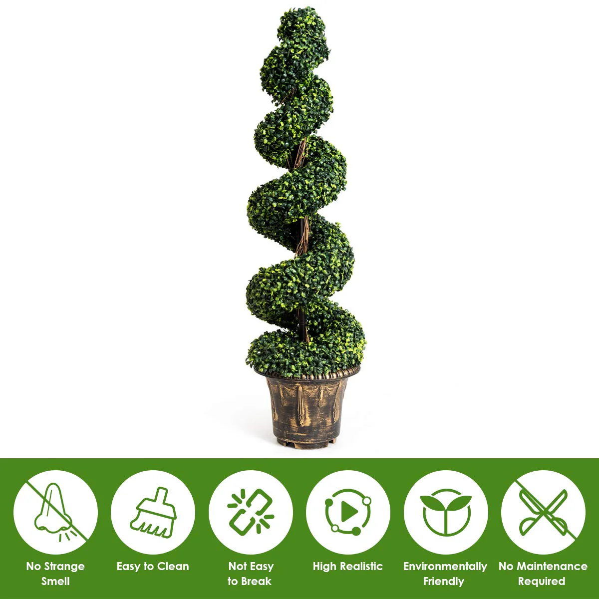 4 Ft Artificial Boxwood Spiral Tree, Fake Greenery Plants - Image 5