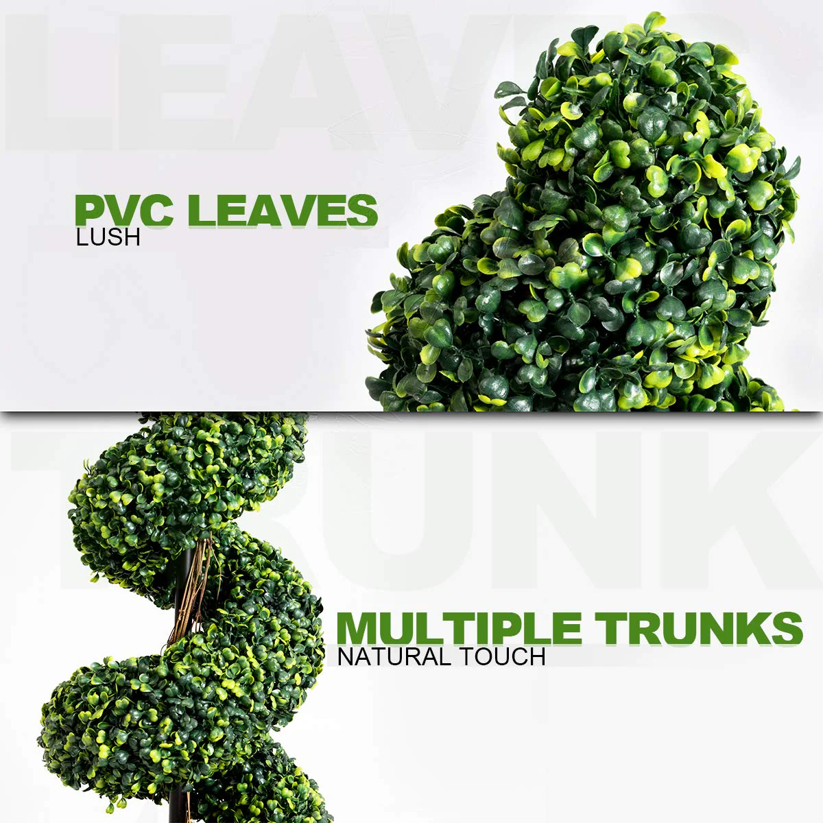 4 Ft Artificial Boxwood Spiral Tree, Fake Greenery Plants - Image 7