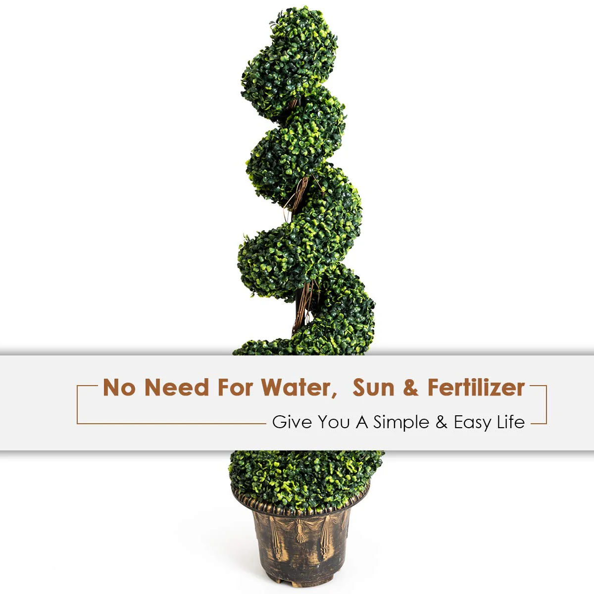 4 Ft Artificial Boxwood Spiral Tree, Fake Greenery Plants - Image 8