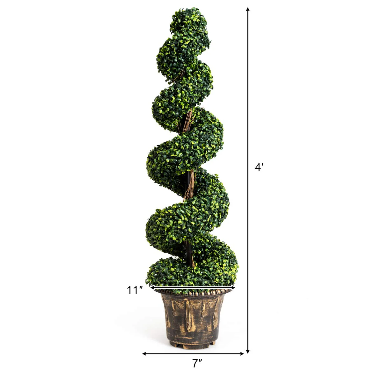 4 Ft Artificial Boxwood Spiral Tree, Fake Greenery Plants - Image 9