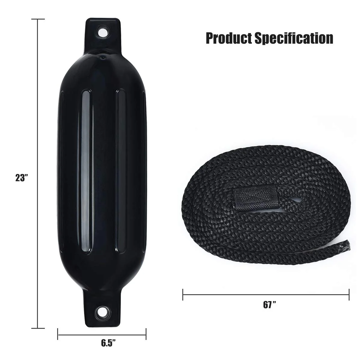 4 Pack Marine Boat Fender, Ribbed Inflatable Marine Bumper - Image 8