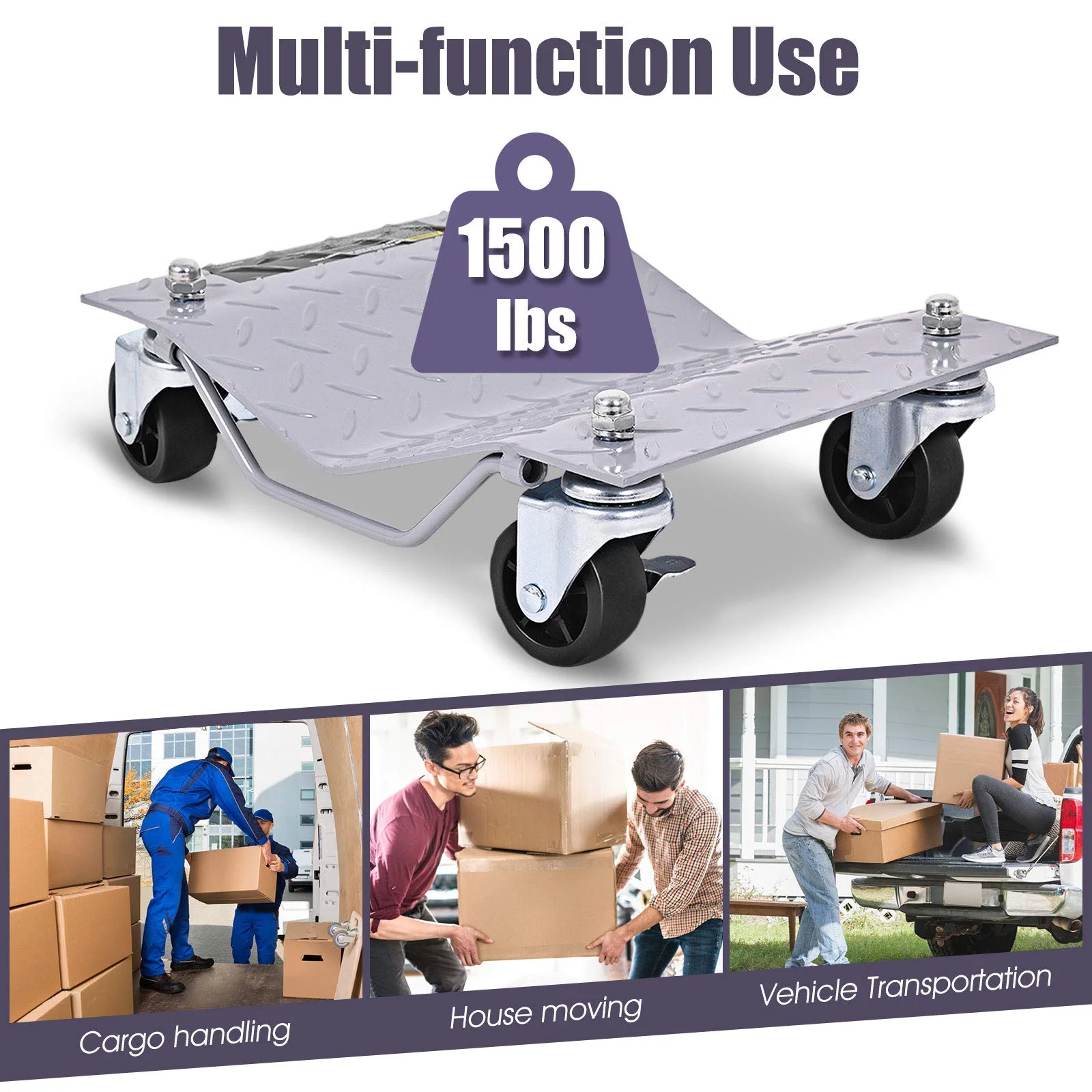 4 PCS 4 X 3" Set Wheel Dollies Dolly Tire Skates Vehicle Car Auto Repair Moving Diamond - Image 4