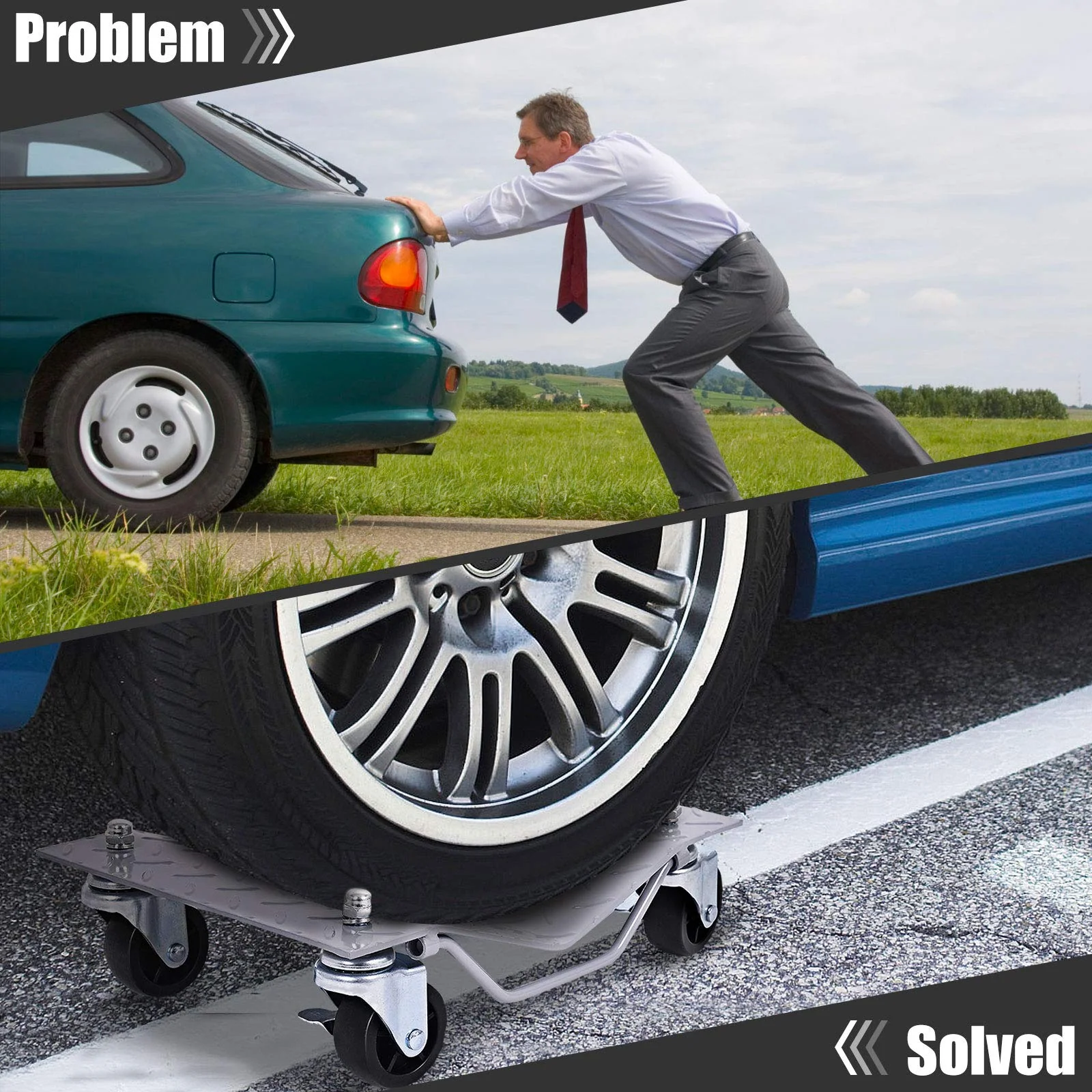 4 PCS 4 X 3" Set Wheel Dollies Dolly Tire Skates Vehicle Car Auto Repair Moving Diamond - Image 5