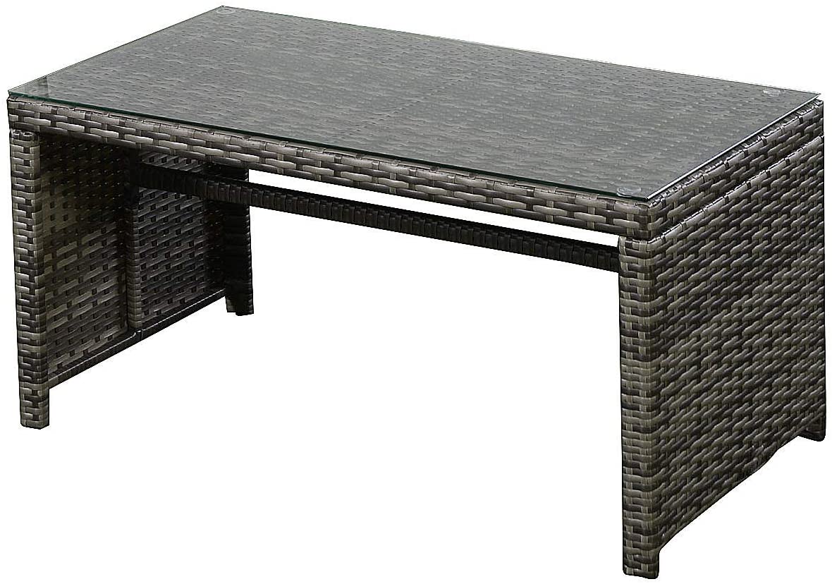 4-Piece Wicker Patio Furniture Set for Outdoor Garden Lawn Pool Backyard (Mix Gray) - Image 7