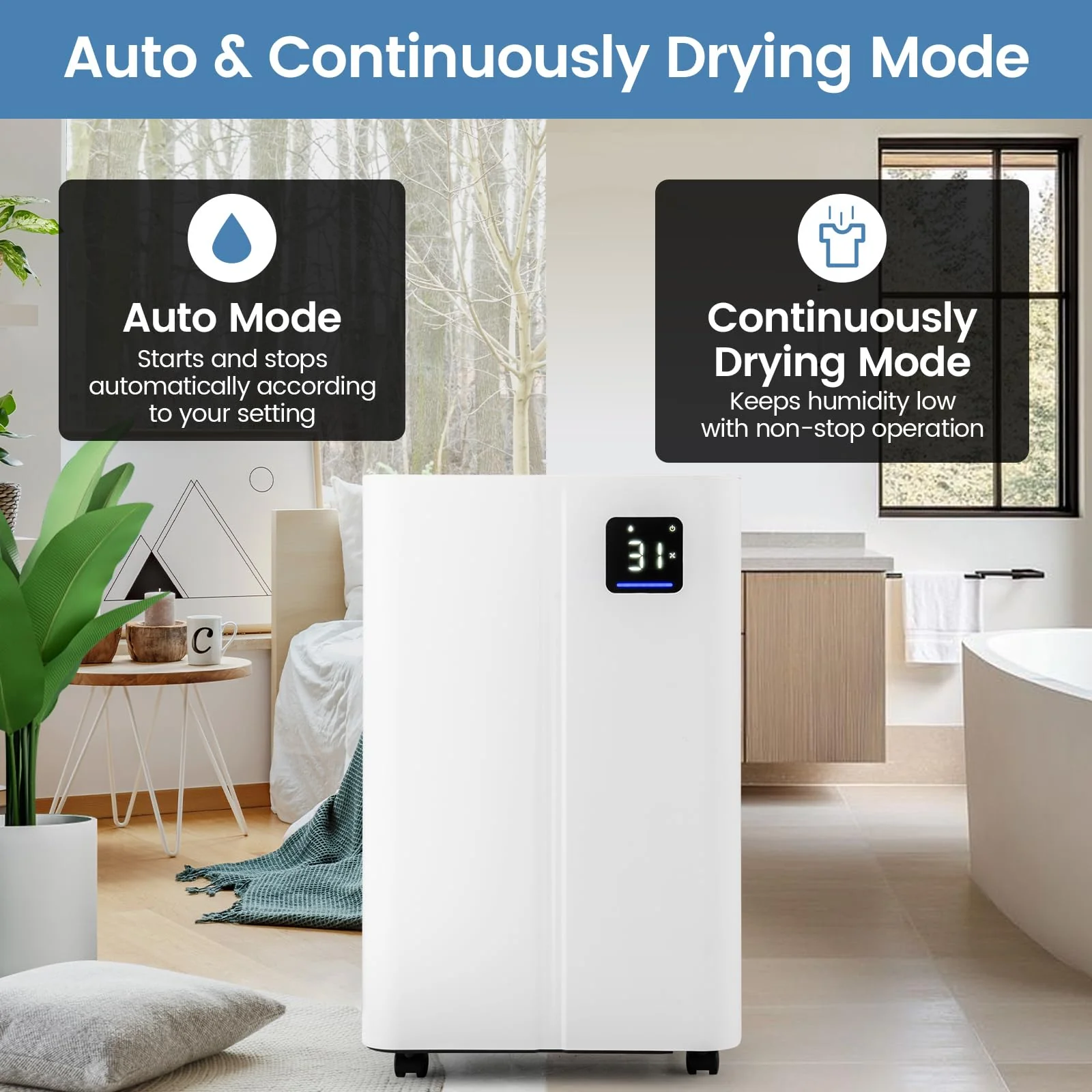 4500 Sq.Ft Dehumidifier for Basement, 54 Pints Dehumidifier with 4L Water Tank, 3 Modes, Timer - Image 4