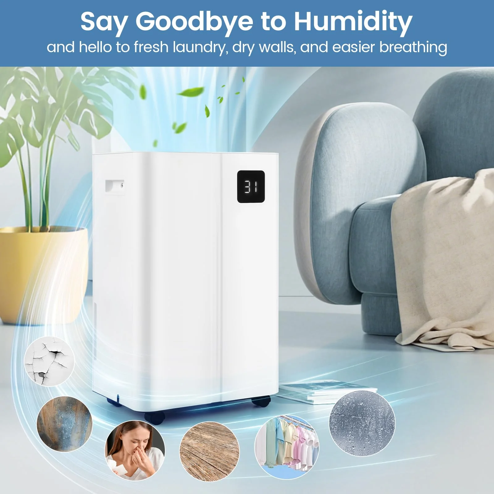 4500 Sq.Ft Dehumidifier for Basement, 54 Pints Dehumidifier with 4L Water Tank, 3 Modes, Timer - Image 9