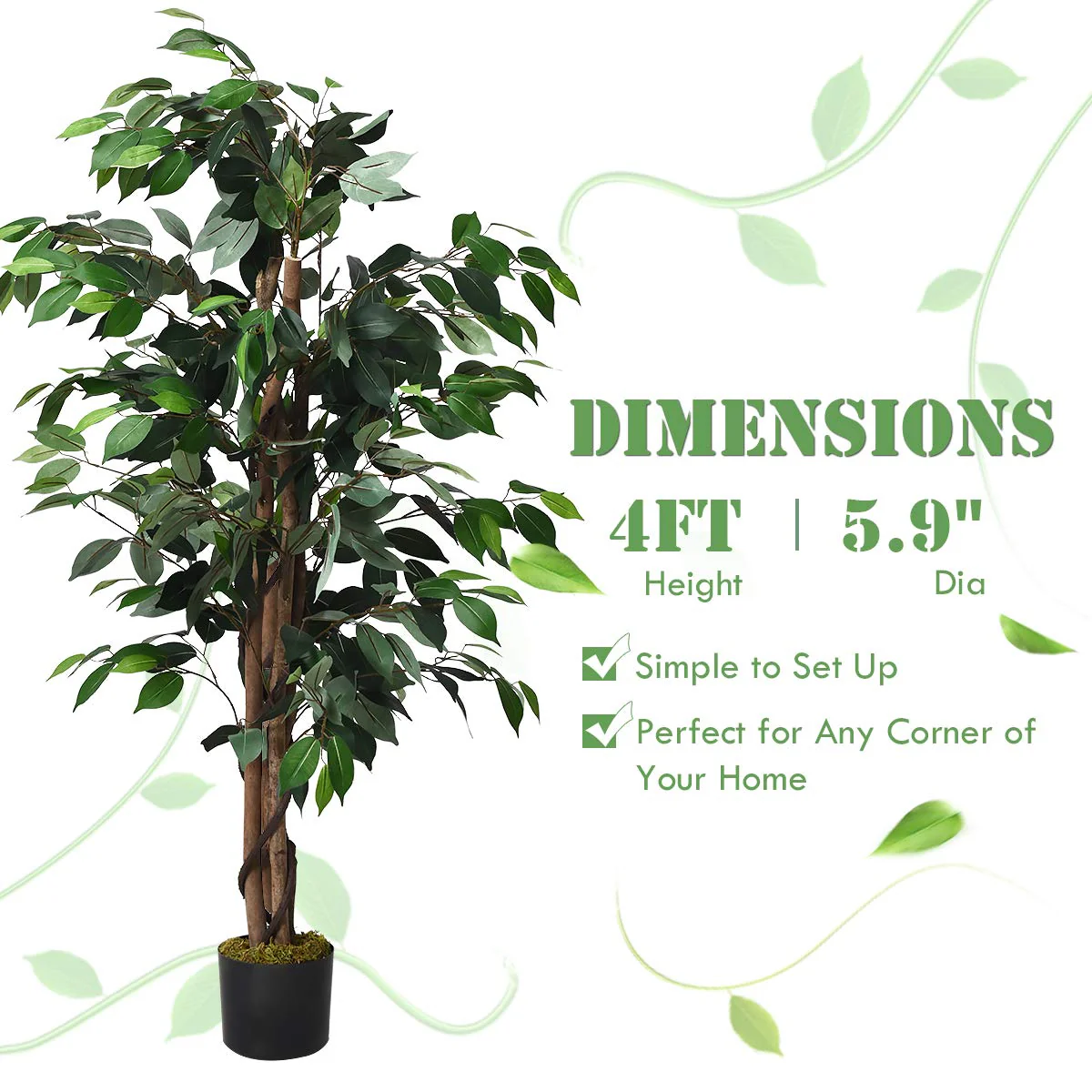 4/5.5/6FT FICUS Silk Leaf Artificial Tree - Image 17