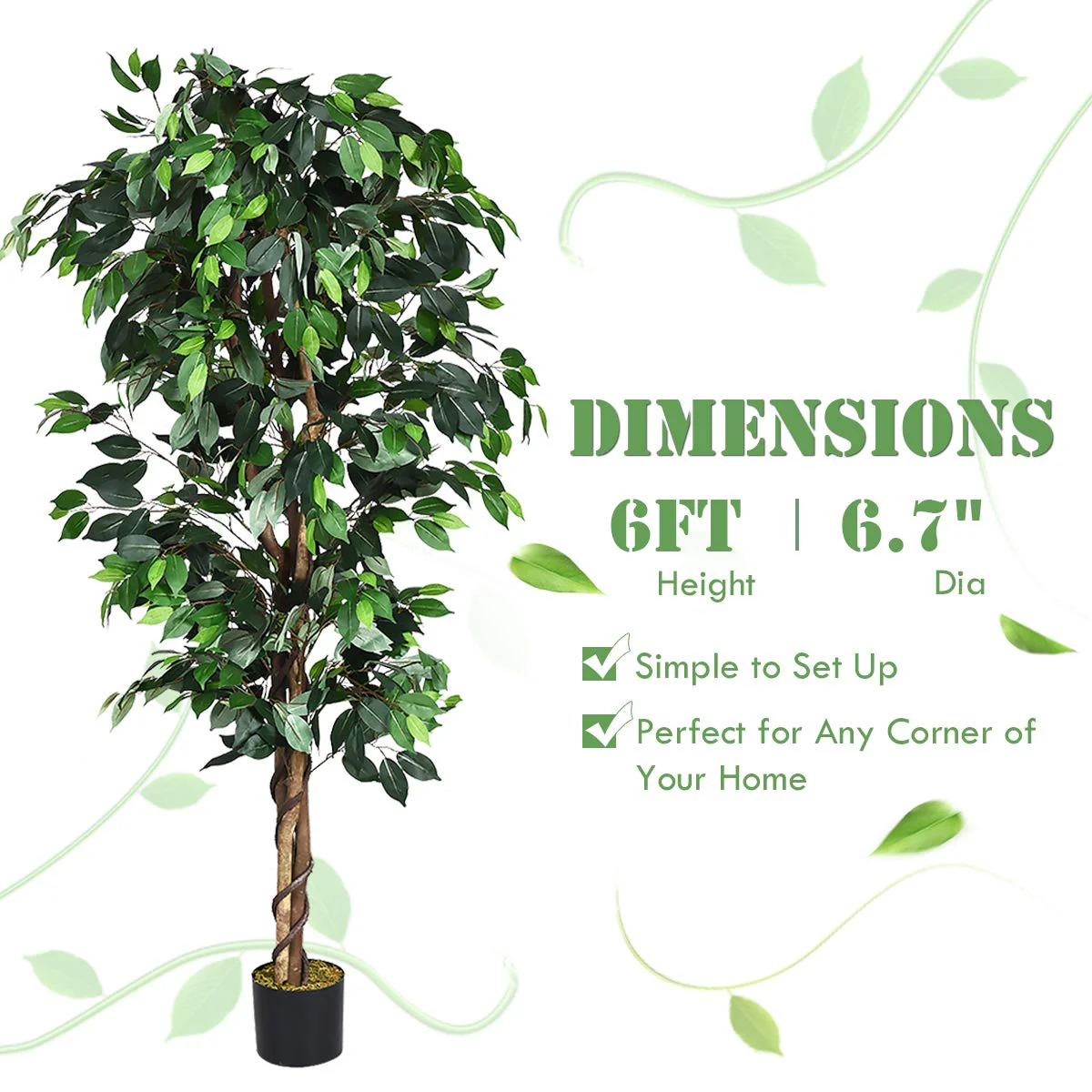 4/5.5/6FT FICUS Silk Leaf Artificial Tree - Image 18