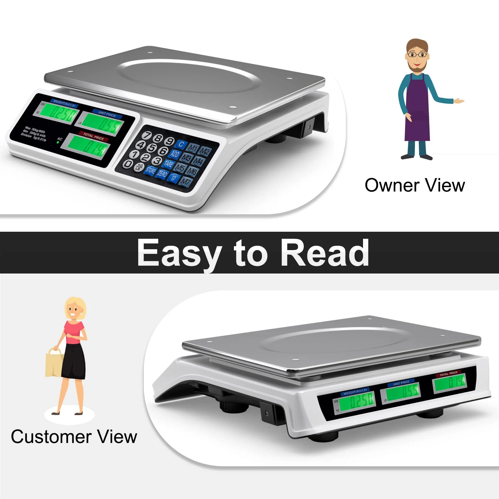 66 LB Deli Scale Price Computing Commercial Food Produce Electronic Counting Weight - Image 3