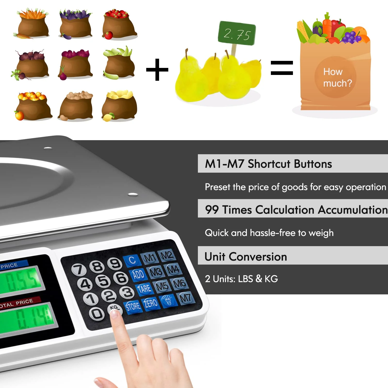 66 LB Deli Scale Price Computing Commercial Food Produce Electronic Counting Weight - Image 4