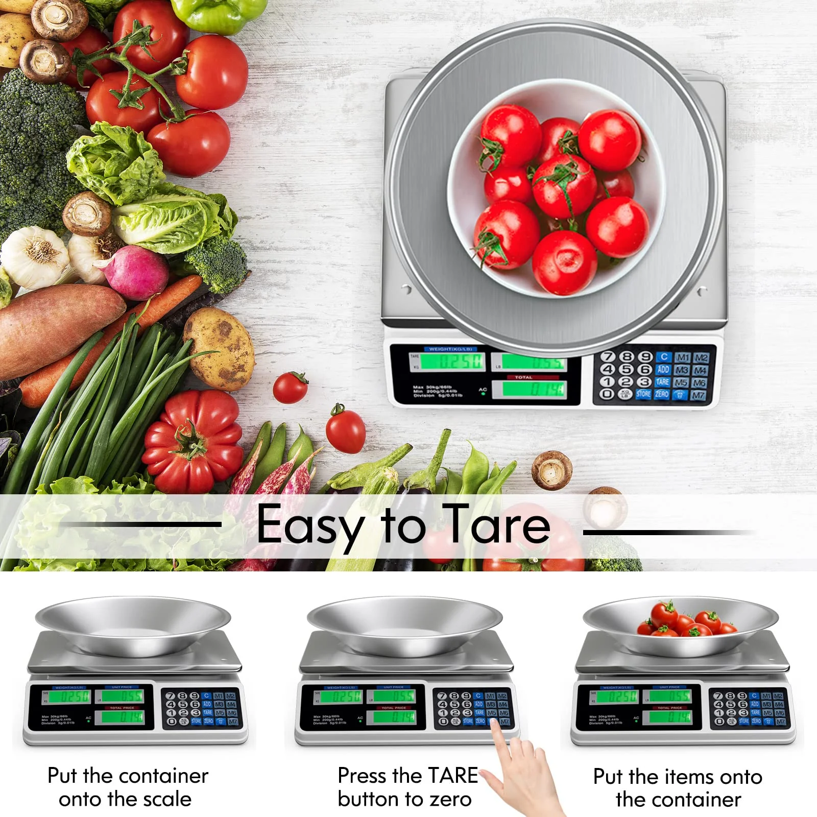 66 LB Deli Scale Price Computing Commercial Food Produce Electronic Counting Weight - Image 5