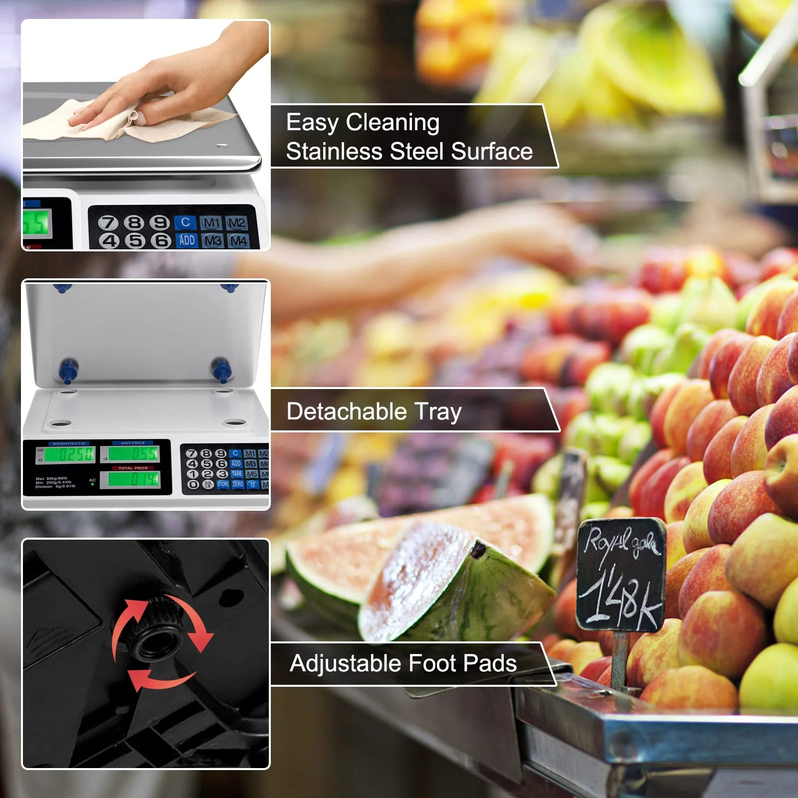 66 LB Deli Scale Price Computing Commercial Food Produce Electronic Counting Weight - Image 7