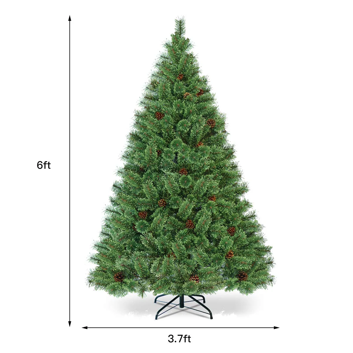6FT Prelit Christmas Tree, Flowering Hinged Christmas Tree - Image 9