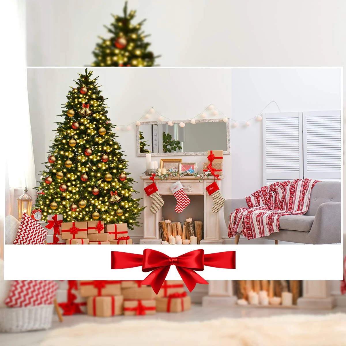 7.5FT Artificial Christmas Tree Pre-Lit Spruce Hinged Tree - Image 3