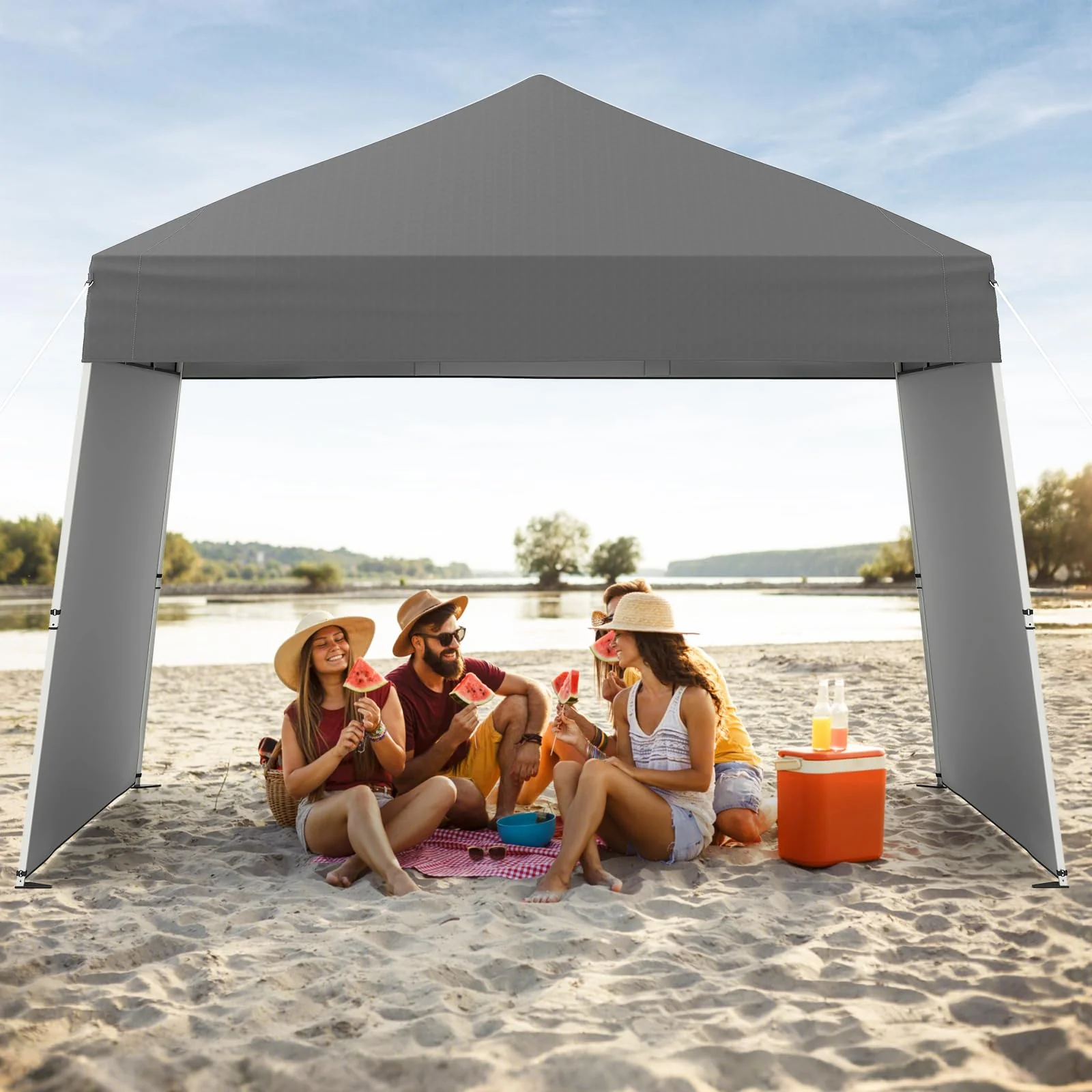 Goplus 9.2x14 FT Pop Up Canopy with 2 Sidewalls Easy Up Outdoor UPF50+ Patio Canopy w/Adjustable Slant Legs - Image 9