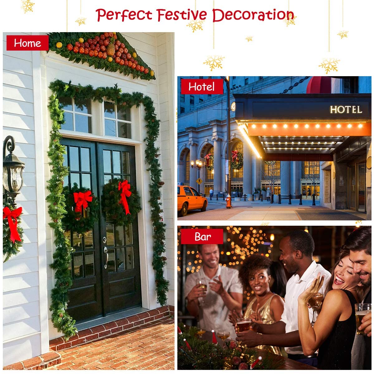 9FT Pre-lit Christmas Garland with 100 LED Lights - Image 7