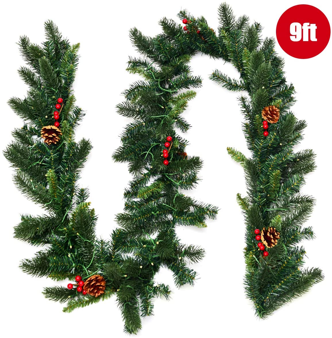 9FT Pre-lit Christmas Garland with 100 LED Lights - Image 9