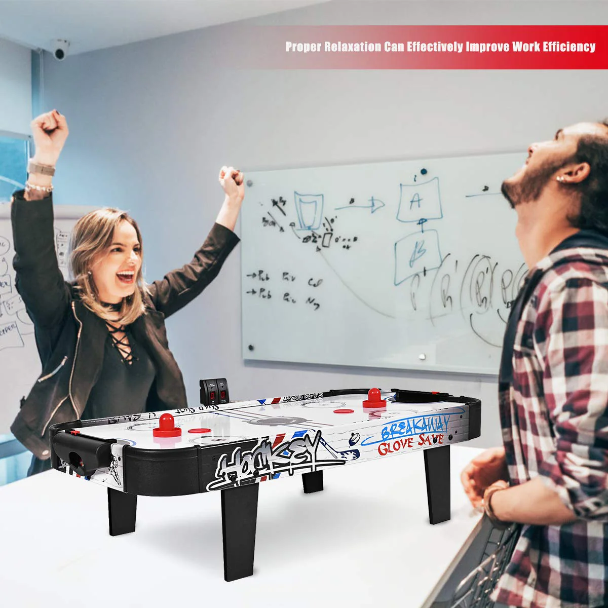 Air Powered Hockey Table, LED Electronic Scoring Sports Game - Image 3