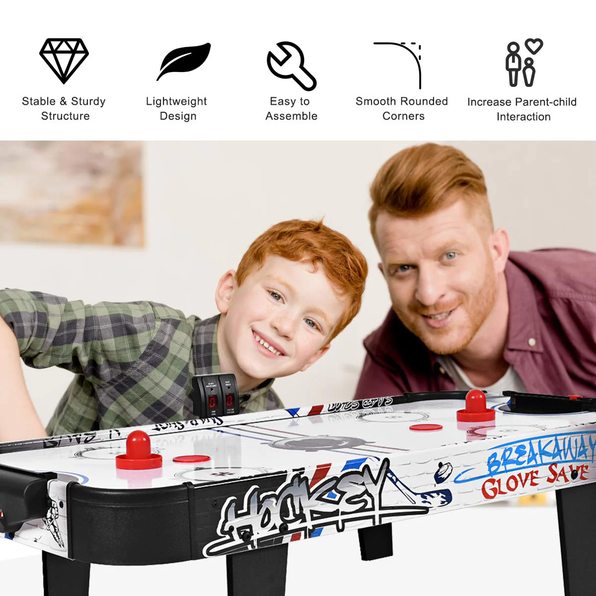 Air Powered Hockey Table, LED Electronic Scoring Sports Game - Image 4