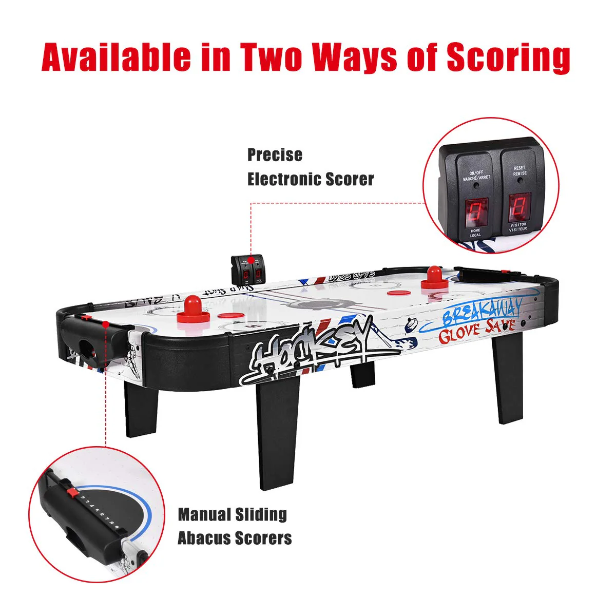 Air Powered Hockey Table, LED Electronic Scoring Sports Game - Image 5