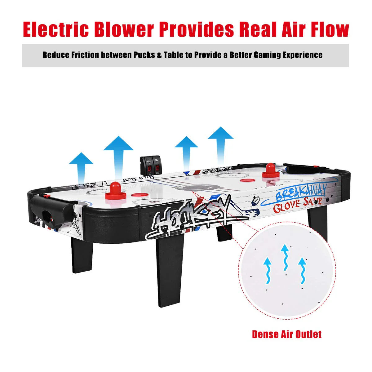 Air Powered Hockey Table, LED Electronic Scoring Sports Game - Image 6