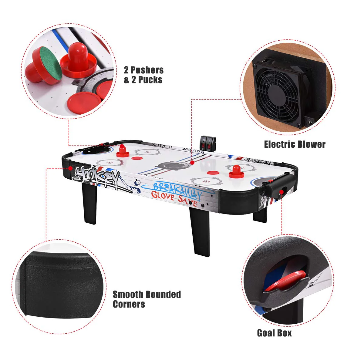 Air Powered Hockey Table, LED Electronic Scoring Sports Game - Image 7