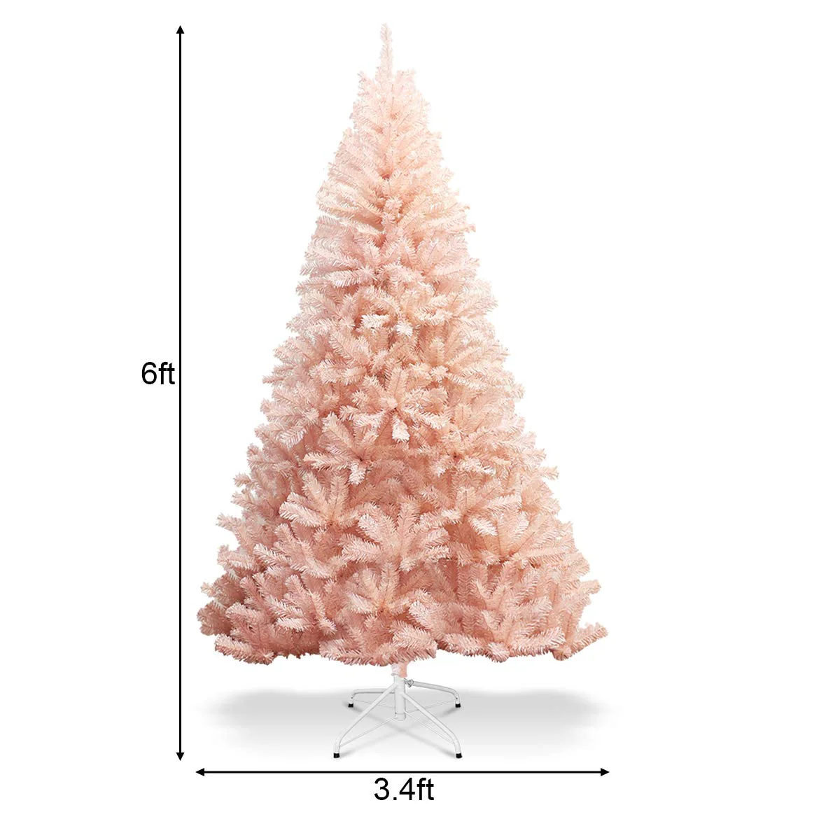 Artificial Pink Christmas Tree, 6ft/7ft Premium Unlit Hinged Spruce Full Tree - Image 8