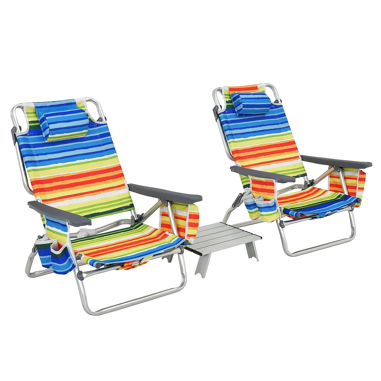 Backpack Beach Chairs, 3 Pcs Portable Camping Chairs with Cool Bag and Cup Holder - Image 10