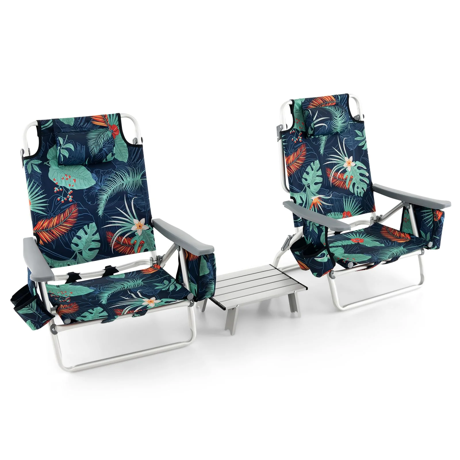 Backpack Beach Chairs, 3 Pcs Portable Camping Chairs with Cool Bag and Cup Holder - Image 12