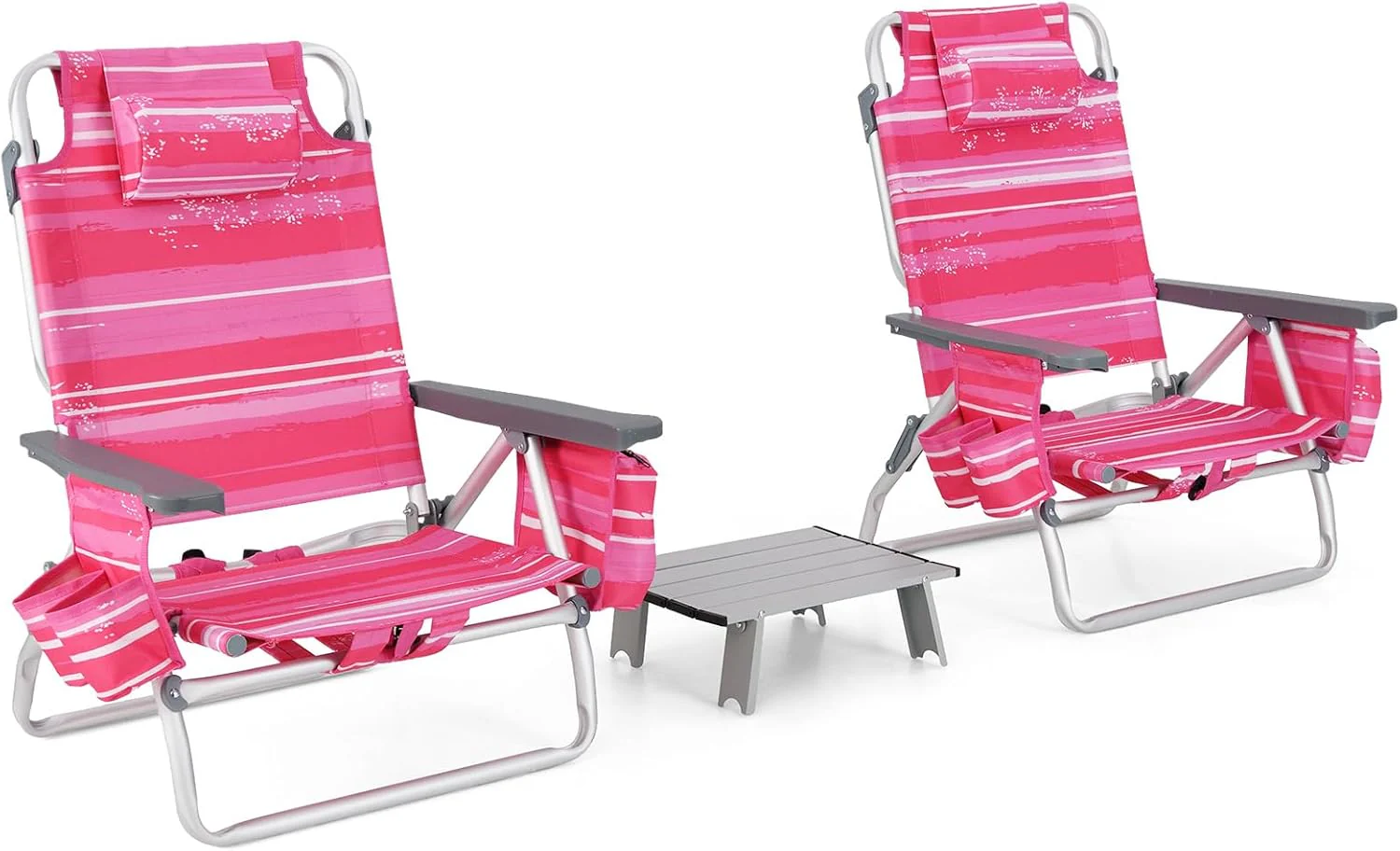 Backpack Beach Chairs, 3 Pcs Portable Camping Chairs with Cool Bag and Cup Holder - Image 14