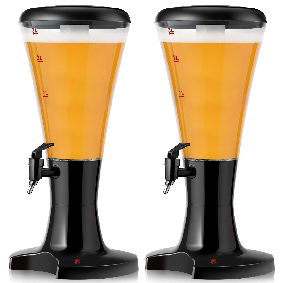 Beer Tower Dispenser 3L Cold Draft Beer Tower Beverage Dispenser with LED Lights & Removable Ice Tube - Image 7